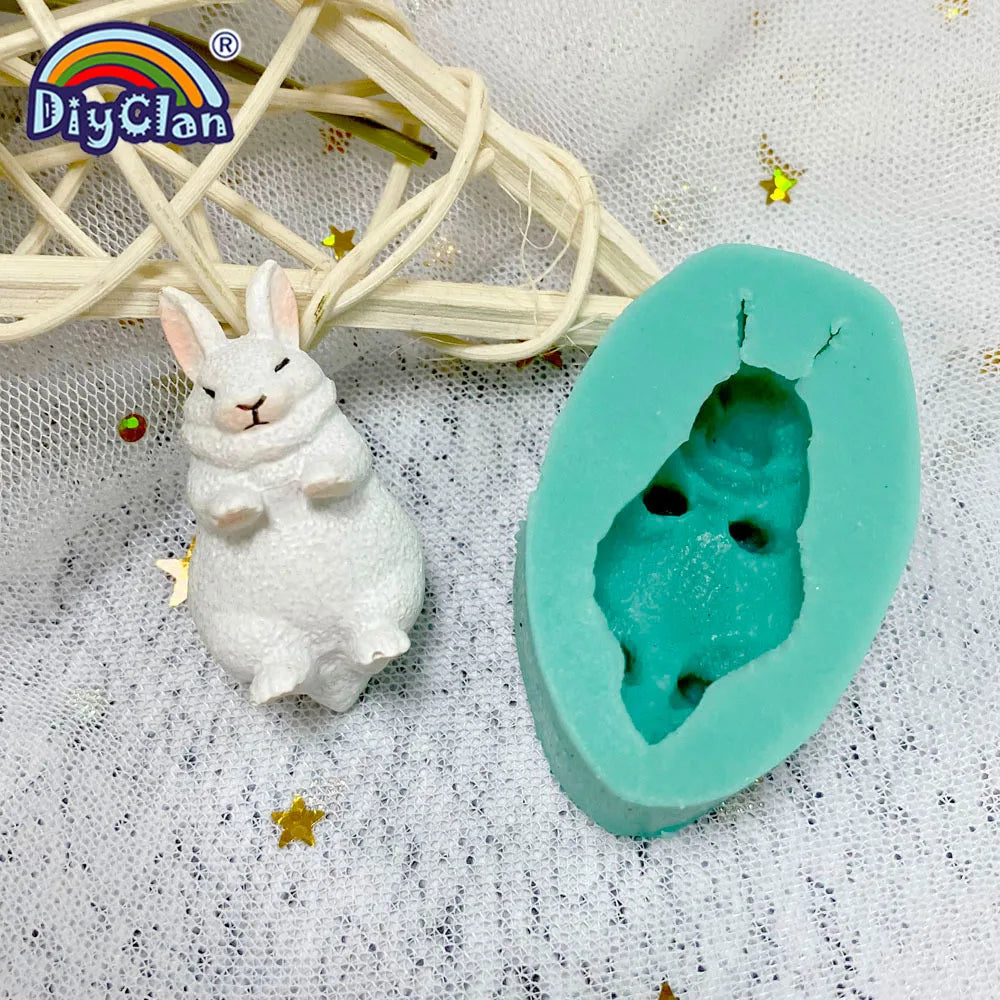Mini White Rabbit Silicone Fondant Cake Decorating Molds Easter Bunny Chocolate Mould Baking Tools Animal Epoxy Resin Kitchen