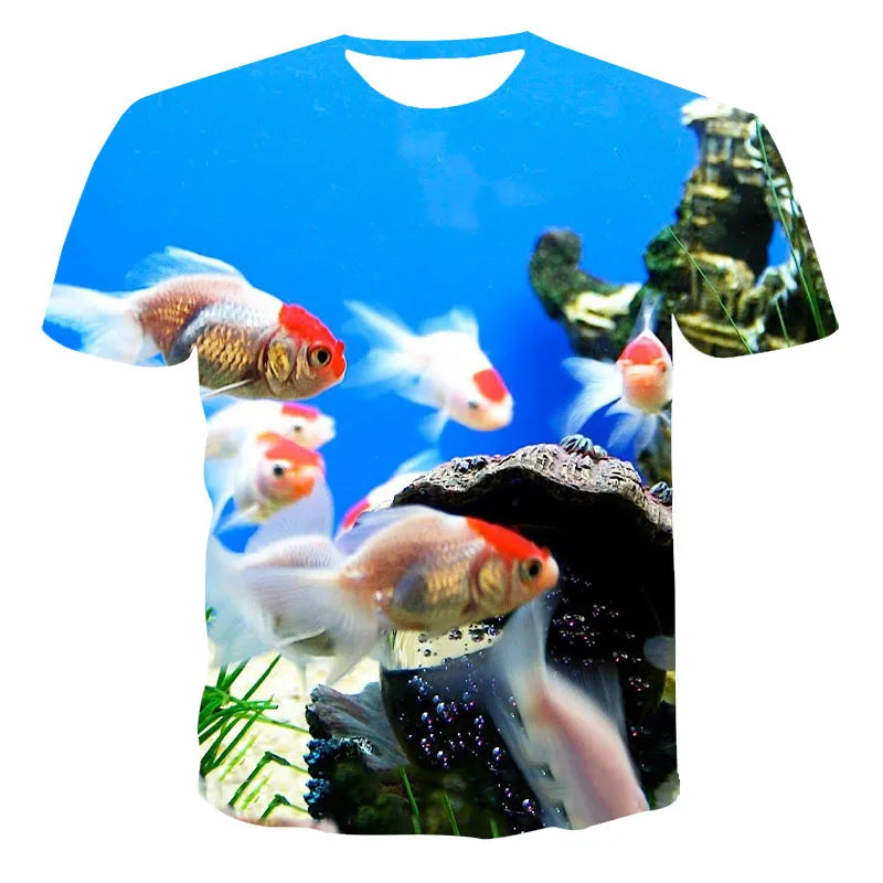 3D Color Fish Graphic T Shirts For Men Summer Fashion Casual Trend funny T-Shirts Personality harajuku Hip Hop Print T-shirt - Lizard Vigilante