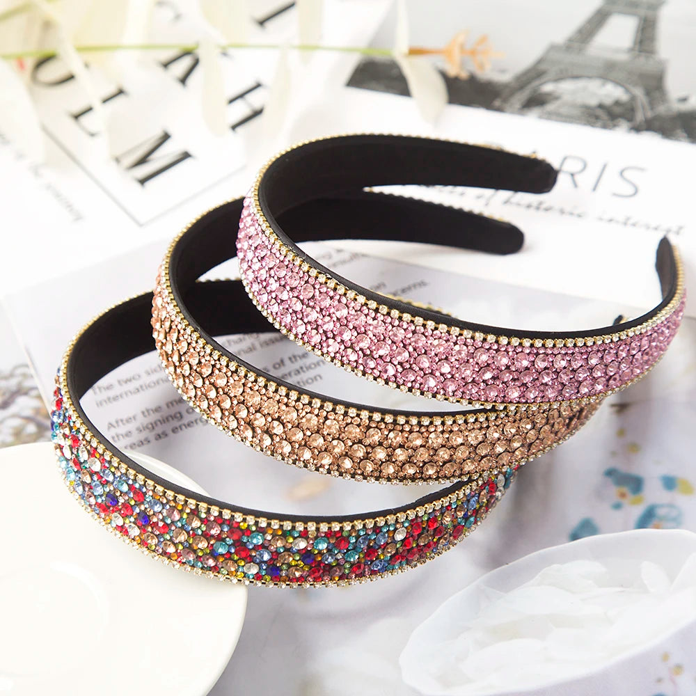 Baroque Crystal Headband with Rhinestones – Luxurious Fashion Hair Hoop for Women, Bezel-Style Hairband, Elegant Headdress Accessory - Premium headband from Lizard Vigilante - Just $28.88! Shop now at Lizard Vigilante