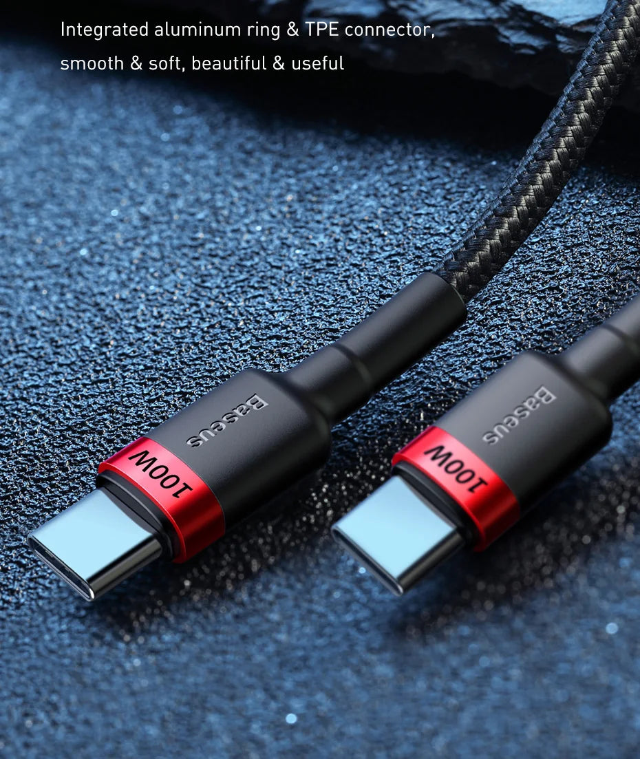 Baseus 100W USB-C to USB-C PD Fast Charging Cable – 5A Quick Charge 3.0 for MacBook, Samsung, Xiaomi, and More (2M) - Premium cable from Lizard Vigilante - Just $49.99! Shop now at Lizard Vigilante