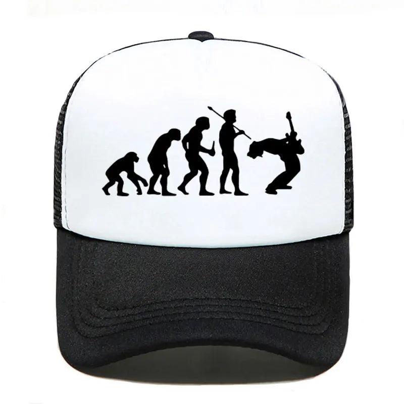 Funny Guitarist Baseball Cap Evolution Of a Music Rock Guitar Musician Band Metal Parent-child Hats Mesh Visor Outdoor Sun Hat - Lizard Vigilante