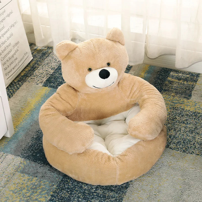 Super Soft Dog Bed Cute Winter Warm Bear Hug Cat Sleeping Mat Semi-closed Puppy Kitten Plush Nest Cushion Dog Sofa Pet Supplies - Lizard Vigilante