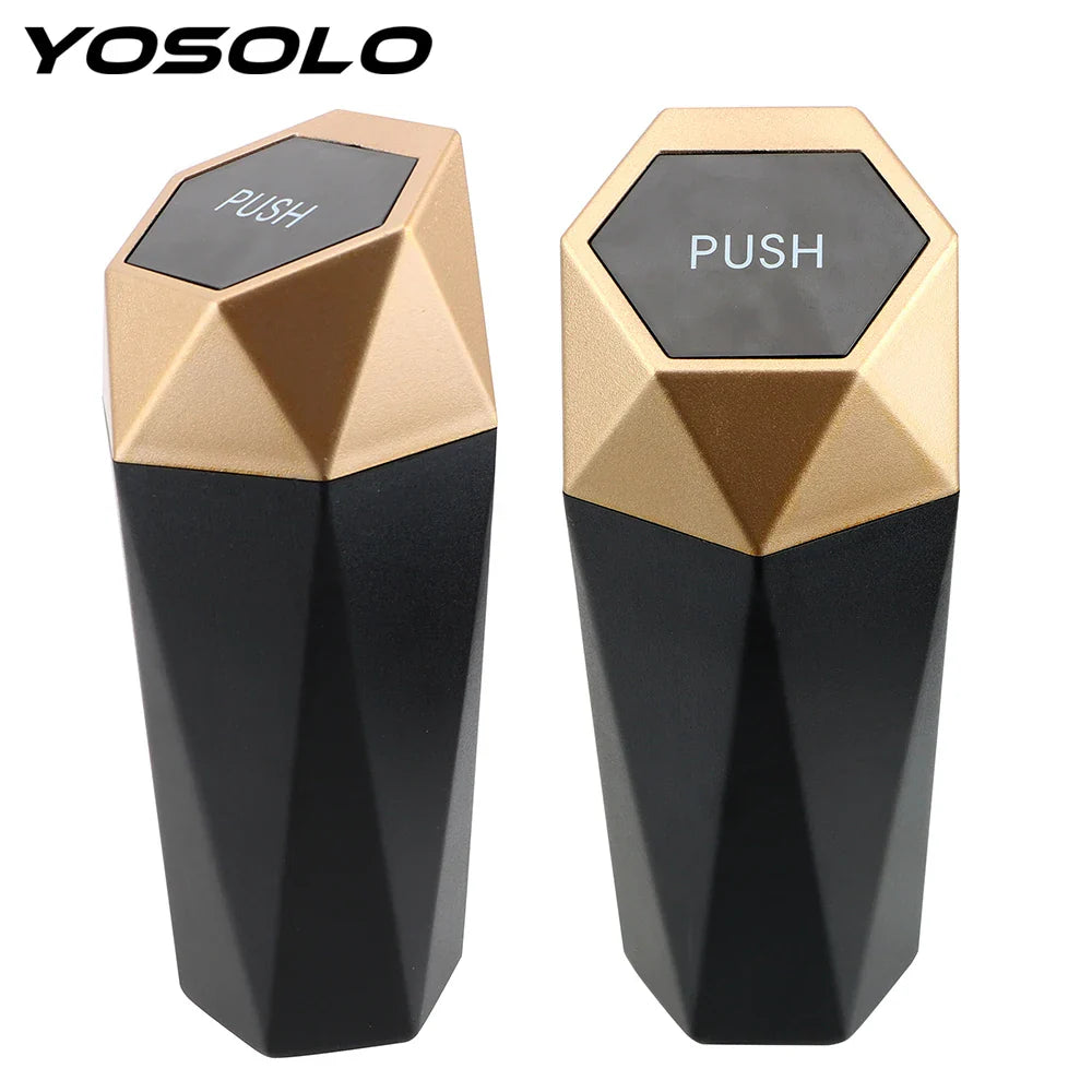 YOSOLO Mini Garbage Bin Trash Bin Car Trash Can for Car Home Bedroom Office Portable Car Dustbin with Lid Interior Accessories