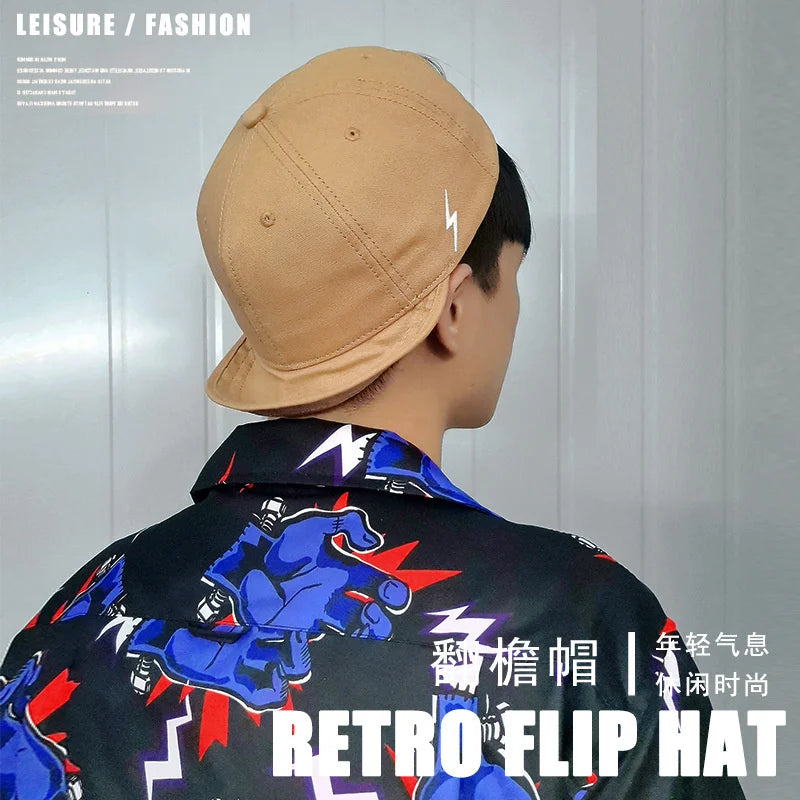 Large Head Up-turn Peak Snapback Hat Man Woman 5CM Short Brim Baseball Cap 55-60cm 60-65cm - Premium  from Lizard Vigilante - Just $40.99! Shop now at Lizard Vigilante