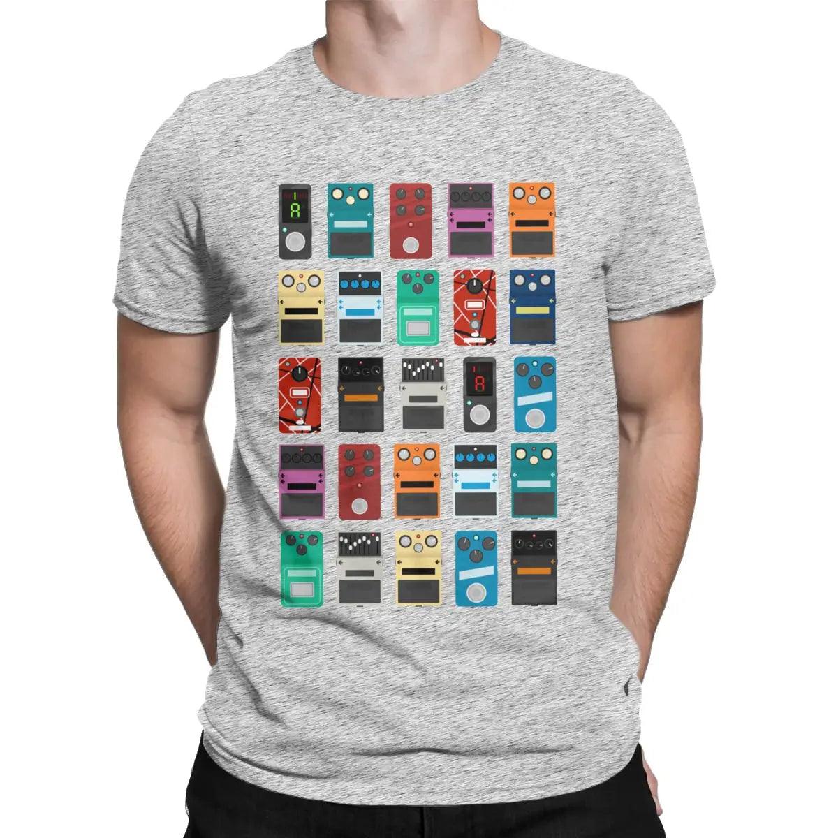 Awesome Pedal Board Guitar T-Shirts for Men Crew Neck Cotton T Shirt Music Short Sleeve Tee Shirt Big Size Clothes - Lizard Vigilante