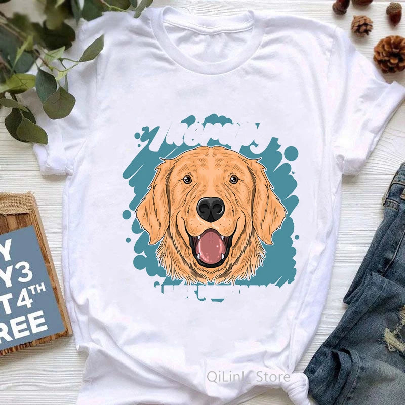 Golden Retriever Queen Dog Mom Summer Graphic Tee