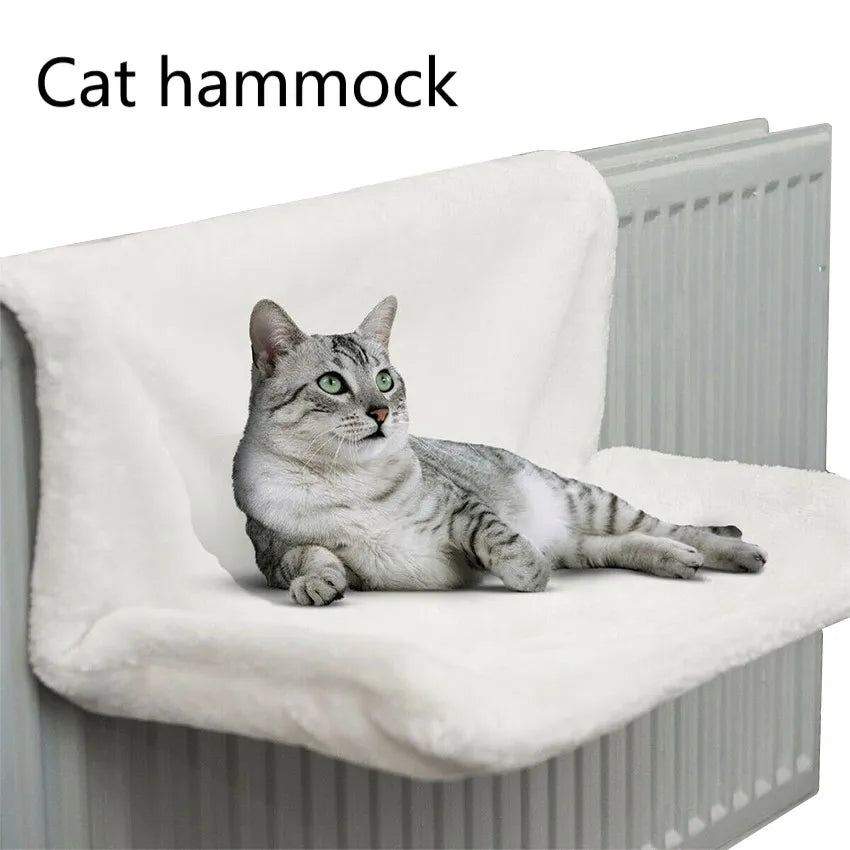 Luxury Pet Cat Radiator Hammock Bed - Winter Warm Fleece Basket with Metal Frame for Cozy Cat Naps - Premium  from Lizard Vigilante - Just $48.88! Shop now at Lizard Vigilante