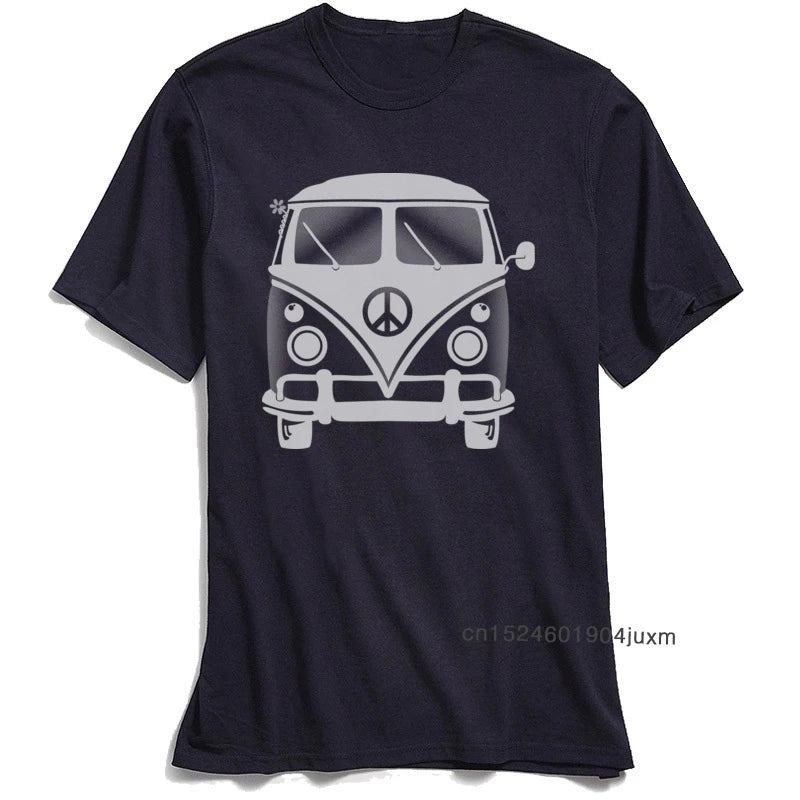 NO SIGNAL: 80s Hippie Van Crash-Land Tee – Black Cotton Chaos for School Day Rebels - Premium tee from Lizard Vigilante - Just $22.99! Shop now at Lizard Vigilante