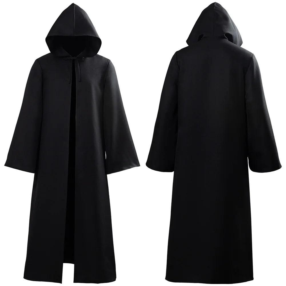 Satanic Death Cult Black Hooded Cloak Robe Greek Mythological Thanatos Cosplay Costumes Scary Witch Devil Role Play Long Black Gown Outfit - Premium robe from Lizard Vigilante - Just $22.99! Shop now at Lizard Vigilante