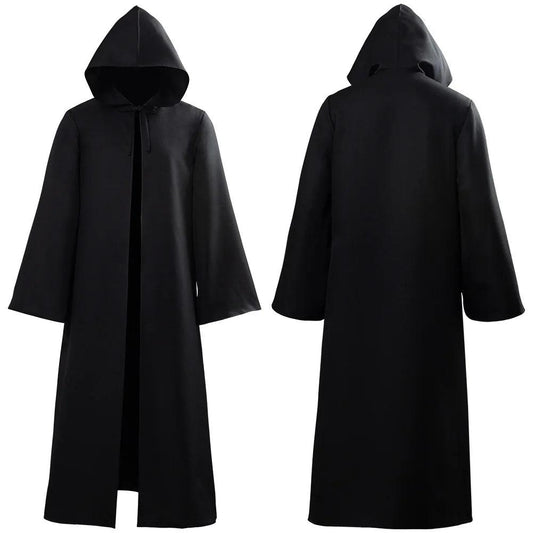 Satanic Death Cult Black Hooded Cloak Robe Greek Mythological Thanatos Cosplay Costumes Scary Witch Devil Role Play Long Black Gown Outfit - Premium robe from Lizard Vigilante - Just $22.99! Shop now at Lizard Vigilante