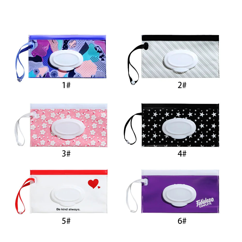 NEW Portable EVA Baby Wet Wipe Holder Case Reusable Refillable Wet Wipe Bag Tissue Box Snap-Strap Cosmetic Pouch Home Storage