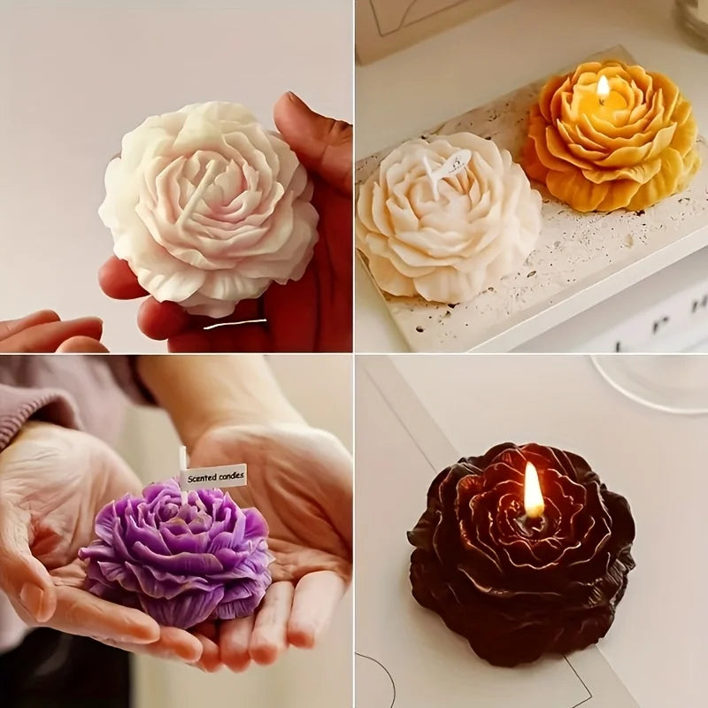 Peony Candle Silicone Mold 3D Peony Shape DIY Scented Candle Mold for Family Wedding Party Decoration