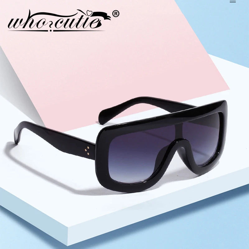 WHO CUTIE 2025 Oversized Sunglasses Women Brand Designer Shield Big Frame Flat Top Gradient Lens Sun Glasses Shades Lady OM87B - Premium  from Lizard Vigilante - Just $18.99! Shop now at Lizard Vigilante