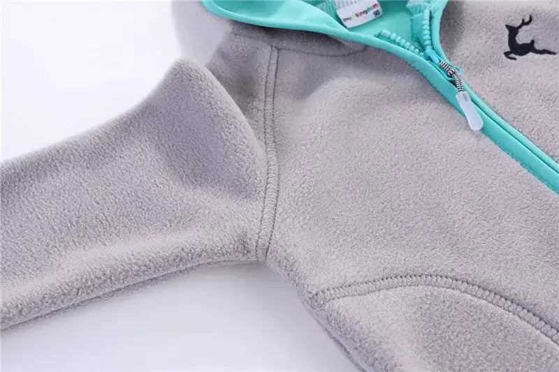 Mudkingdom Autumn Spring Girls Boys Hooded Fleece Jacket Windbreaker Zip up Reindeer Outerwear for Kids Clothes Children's Coat