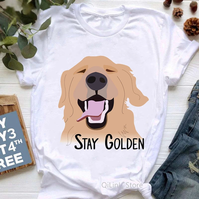 Golden Retriever Queen Dog Mom Summer Graphic Tee