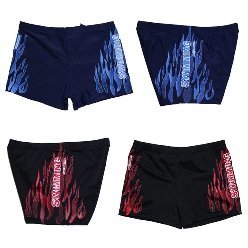 Men's Flame Fire Printed Swim Shorts Summer Racing Swimming Trunks Elastic Beach Briefs Breathable Boxer Board Shorts - Premium underwear from Lizard Vigilante - Just $17.99! Shop now at Lizard Vigilante