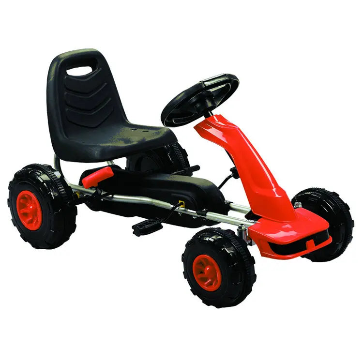 Kids 4 Wheel Ride On Car with Racing Steering Wheel, 3-8 Years Old Children Pedal Go Kart with Hand Brake - Premium 4 Wheel Go Cart from Lizard Vigilante - Just $244.38! Shop now at Lizard Vigilante