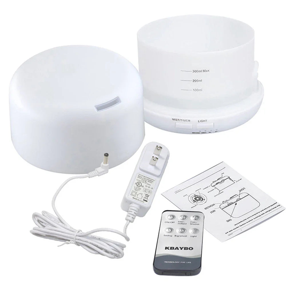 300 500ML Air Humidifier With Remote Control Colorful Non-printed Ultrasound Aroma Diffuser Pure White Dark Light Wood Grain