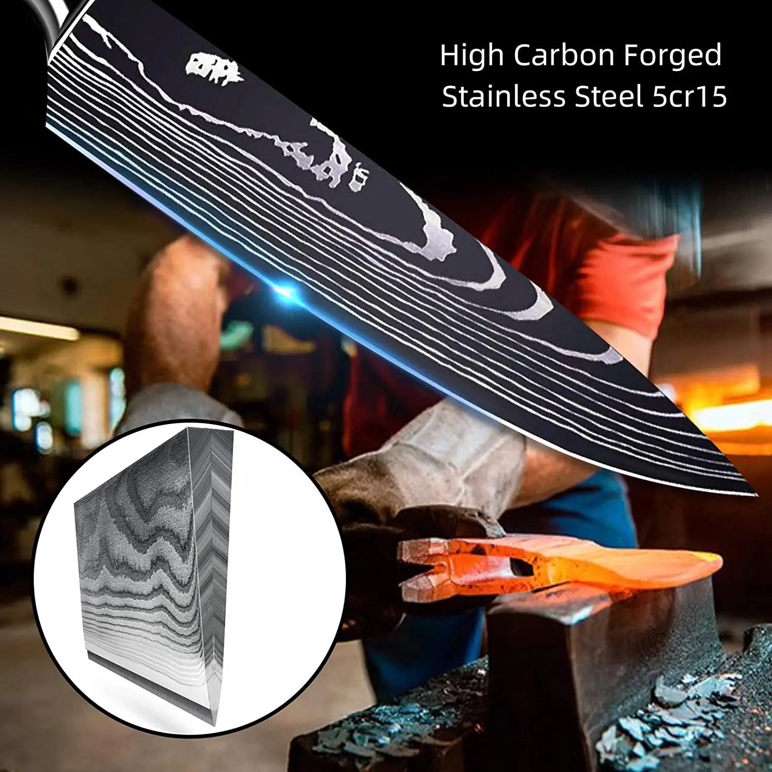 Professional Chef Knife Set – Japanese-Inspired High Carbon Stainless Steel Blades, Santoku & Gyuto Knives for Precision Cutting - Premium knife set from Lizard Vigilante - Just $19.99! Shop now at Lizard Vigilante