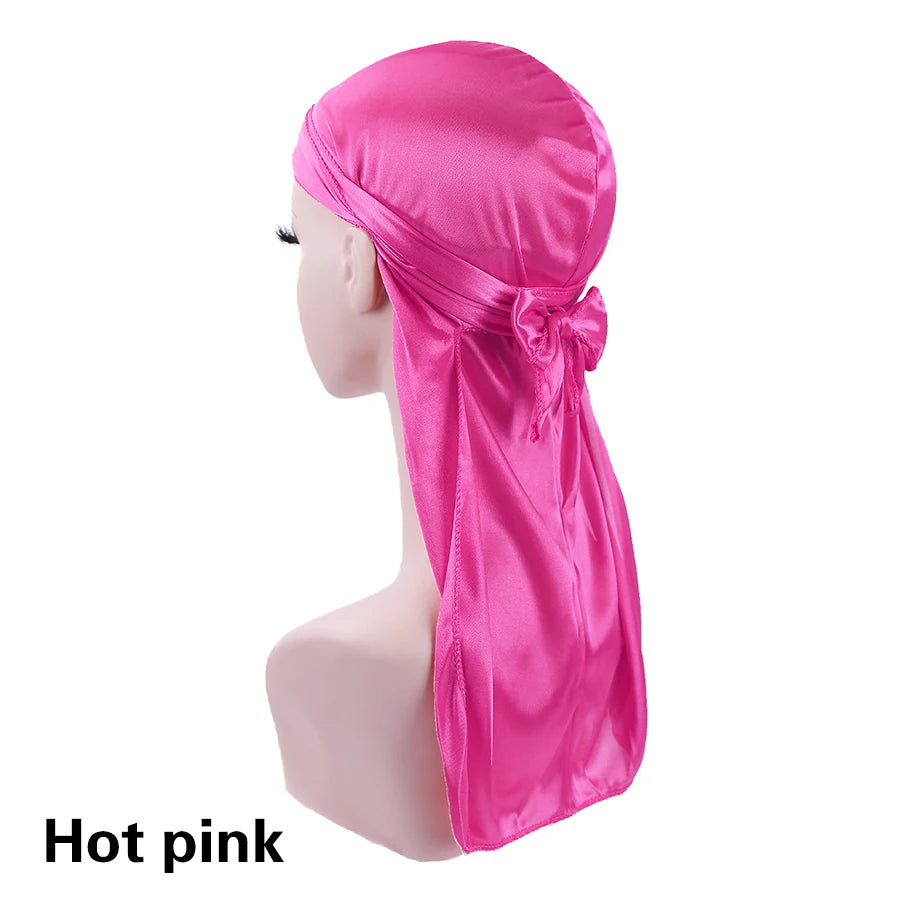 Satin Durag Turban Pirate Hat – Men’s Silk Biker Headwrap with Long Tail Straps - Premium headwrap from Lizard Vigilante - Just $18.88! Shop now at Lizard Vigilante