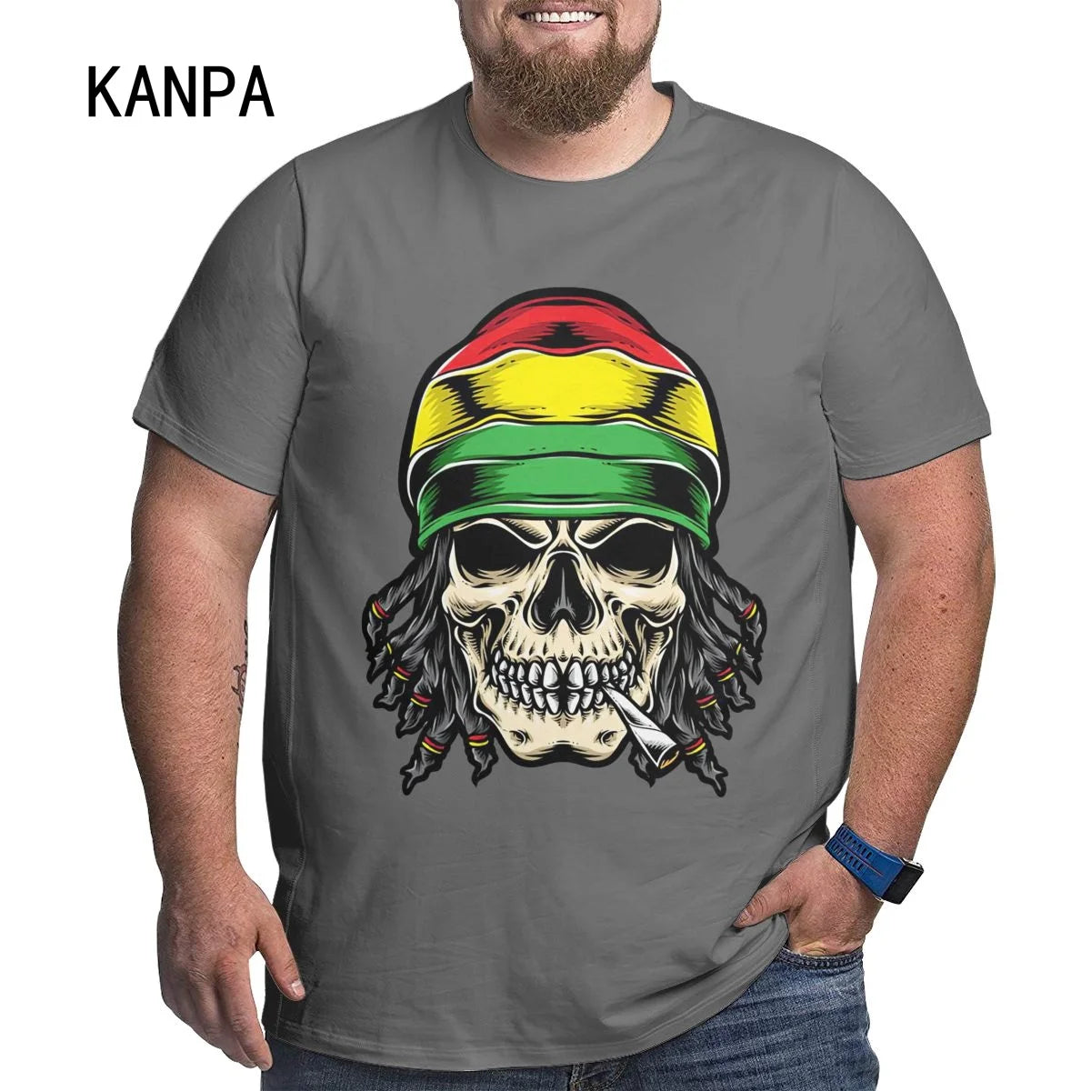 Skull Printed T Shirt For Men Casual Rasta Mon Oversized Blunt Joint Doobie Toker Short Sleeve Clothes Streetwear Hip Hop 3D Printing Top Tees - Lizard Vigilante