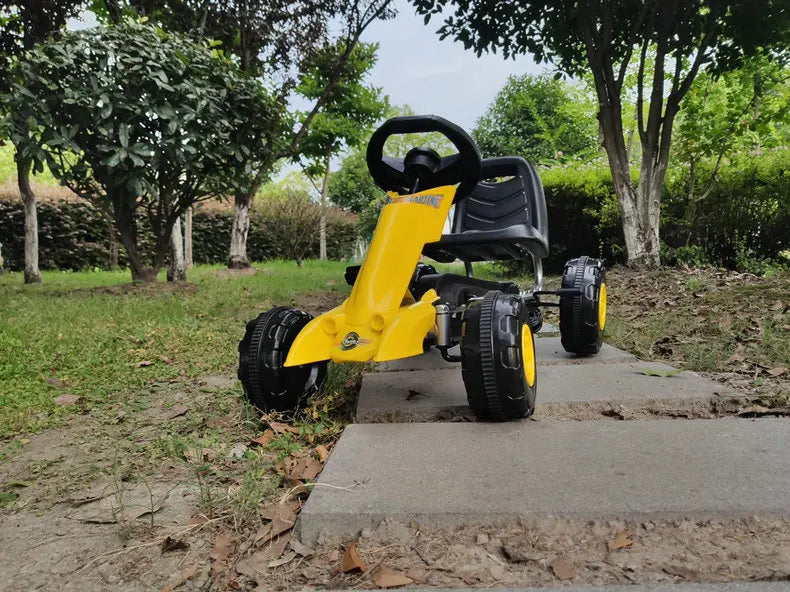 The Lizard Vigilante Little Racer X4” Kids 4-Wheel Pedal Go-Kart — Metal Frame, Racing Steering Wheel & Hand Brake Fury