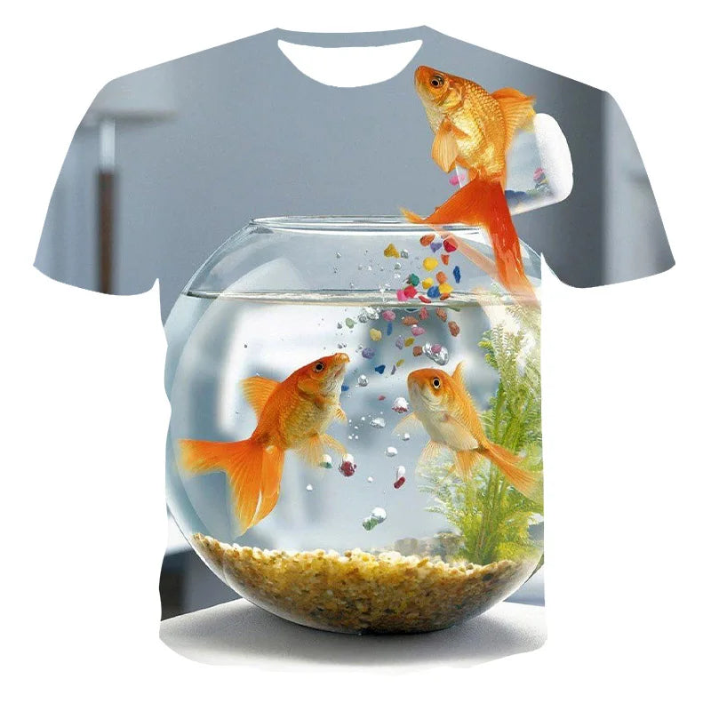 3D Color Fish Graphic T Shirts For Men Summer Fashion Casual Trend funny T-Shirts Personality harajuku Hip Hop Print T-shirt - Lizard Vigilante