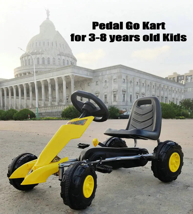 The Lizard Vigilante Little Racer X4” Kids 4-Wheel Pedal Go-Kart — Metal Frame, Racing Steering Wheel & Hand Brake Fury
