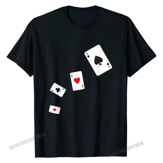 Aces Playing Cards Shirt, Poker Gambling Casino Game Male Tees Printed On High Quality Rayon Tshirts - Lizard Vigilante