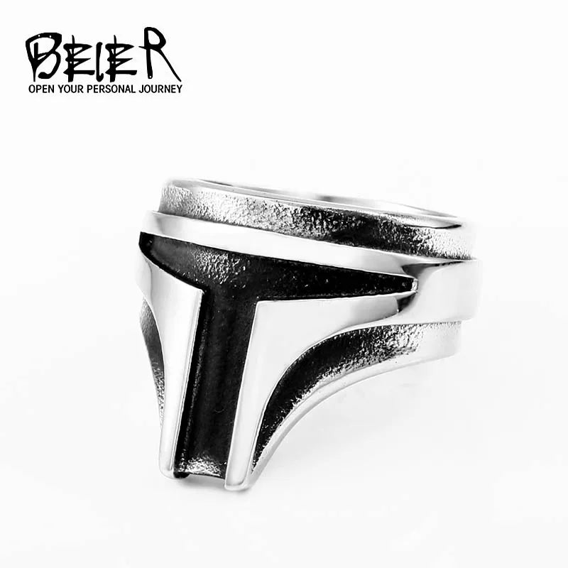 Beier 316L Stainless Steel Punk Rock Men's Ring | High-Quality Geometric Wedding Band - Premium rings from Lizard Vigilante - Just $19.99! Shop now at Lizard Vigilante