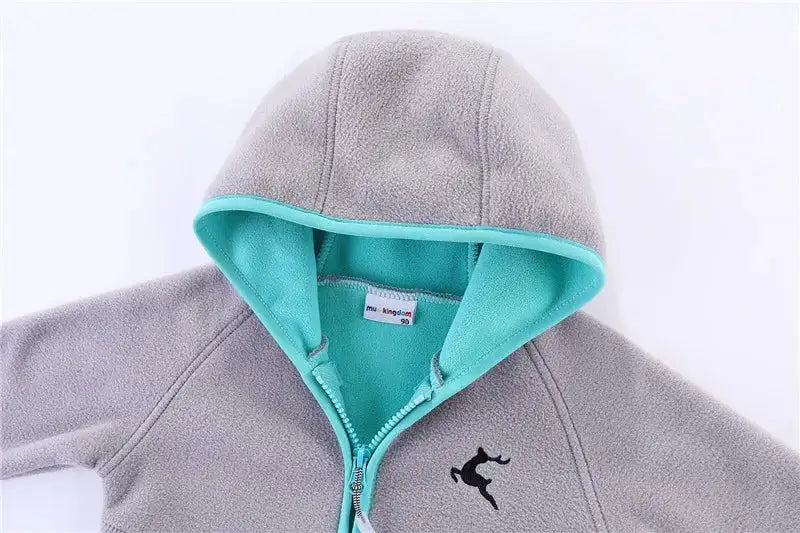 Mudkingdom Autumn Spring Girls Boys Hooded Fleece Jacket Windbreaker Zip up Reindeer Outerwear for Kids Clothes Children's Coat