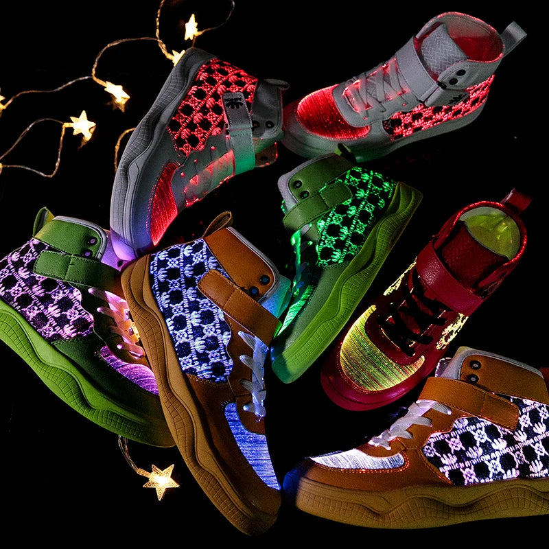 UncleJerry 2020 New Fiber Optic Shoes big boys girls and adult USB Rechargeable Glowing Sneakers Party Shoes Cool Street Shoes - Premium  from Lizard Vigilante - Just $73.99! Shop now at Lizard Vigilante