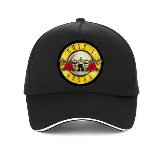 Men Hard Rock Band Guns N Roses Bullet Logo Men Baseball Cap Summer Women 100%Cotton Rock Band Roses Hats - Premium cap from Lizard Vigilante - Just $22.99! Shop now at Lizard Vigilante