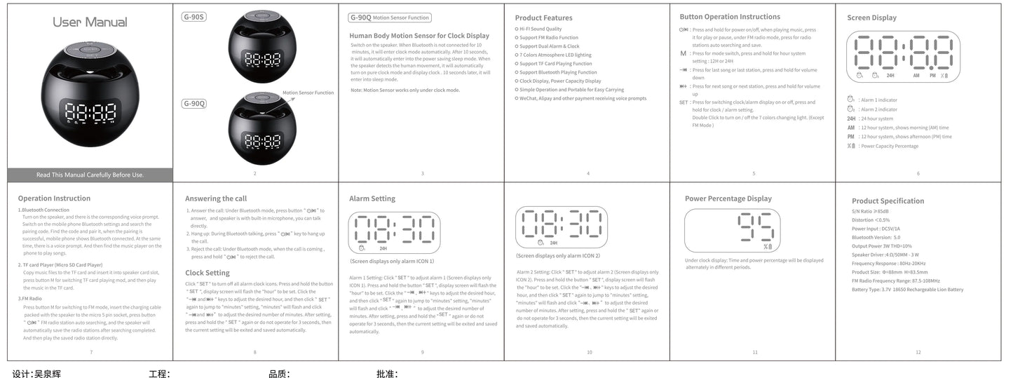 New Mini Bluetooth Speaker Wireless Bluetooth Sound Box with LED Display Alarm Clock Hifi TF Card MP3 Music Play For PC Phone