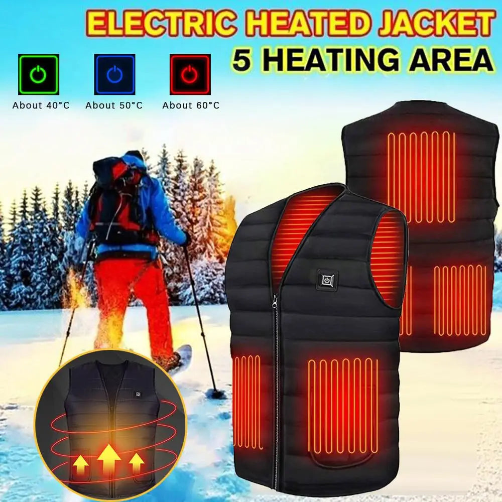 11 Area USB Heating Vest Men/Women Casual V-neck Heated Vest Smart Control Temperature Heating Jacket Cotton Coat Winter Hunting - Premium  from Lizard Vigilante - Just $35.88! Shop now at Lizard Vigilante