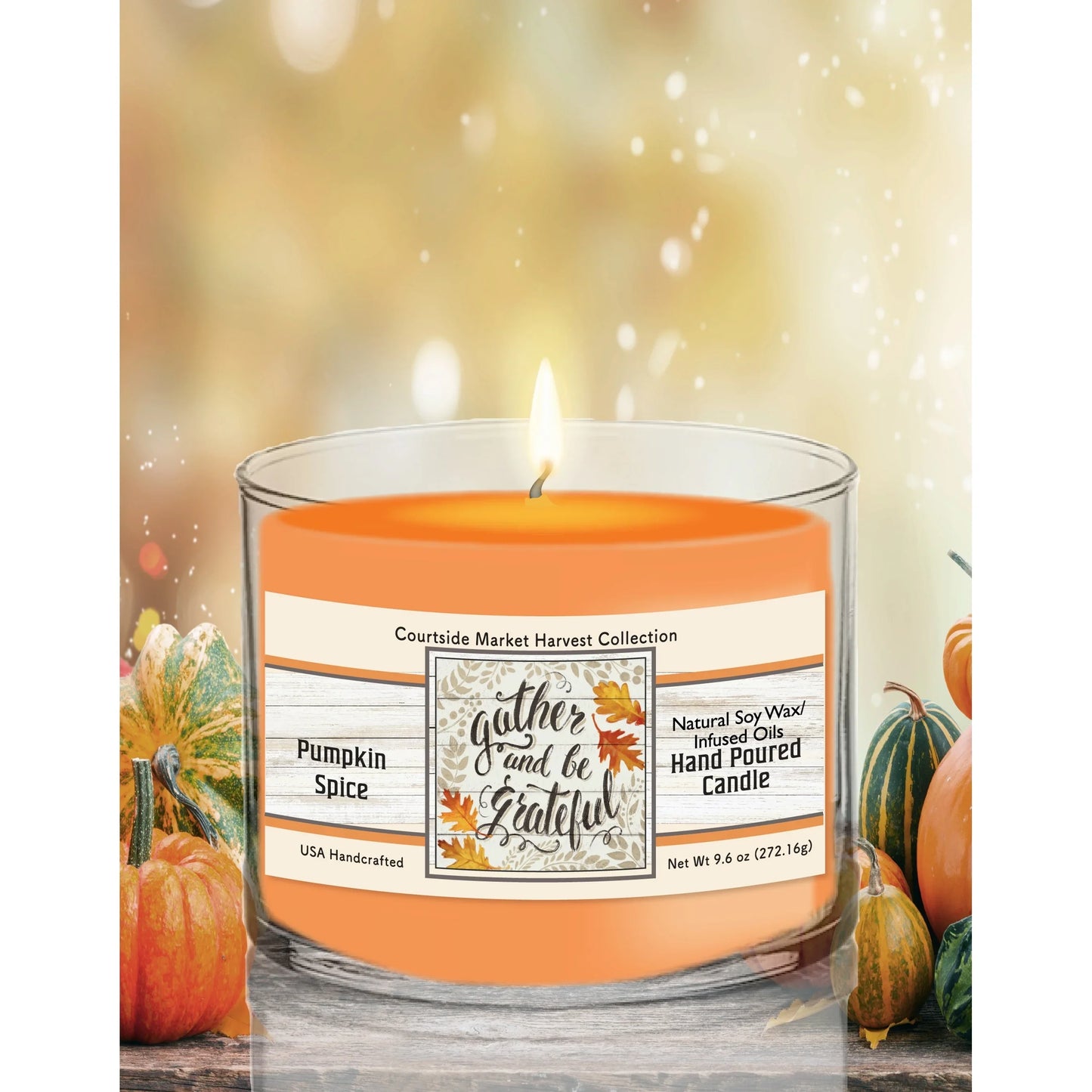 TD Courtside Market's Harvest Delight VI Scented Candle White Soy Wax with Glass Jar for Home or Office Decor
