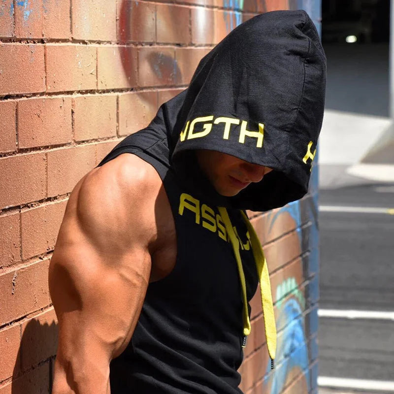 Men Tank Tops Gym Clothing Fitness Sleeveless hoodies Vests Cotton Singlets Men Joggers vest Bodybuilding casual Clothing - Premium  from Lizard Vigilante - Just $30.99! Shop now at Lizard Vigilante