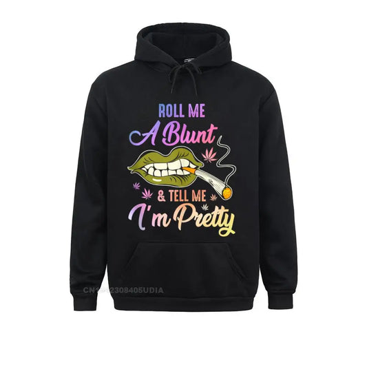 Roll Me A Blunt And Tell Me I'm Pretty – Funny Weed Lover Anime Hoodie for Students - Premium Long-sleeve hoodie from Lizard Vigilante - Just $38.88! Shop now at Lizard Vigilante