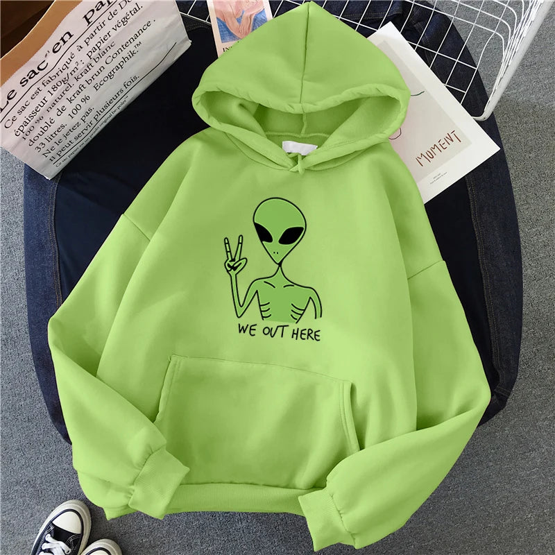 New Green Alien Sweatshirts Cute Cartoon Streetwear Women Hoodie Girls Winter Fashion Funny TopsPullover Loose - Premium hoodie from Lizard Vigilante - Just $32.99! Shop now at Lizard Vigilante