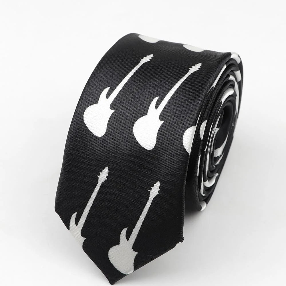 Midnight Soundcheck Skinny Tie – Color Blast Music Notes & Piano Neck Tie For Stage Misfits And Loud Offices