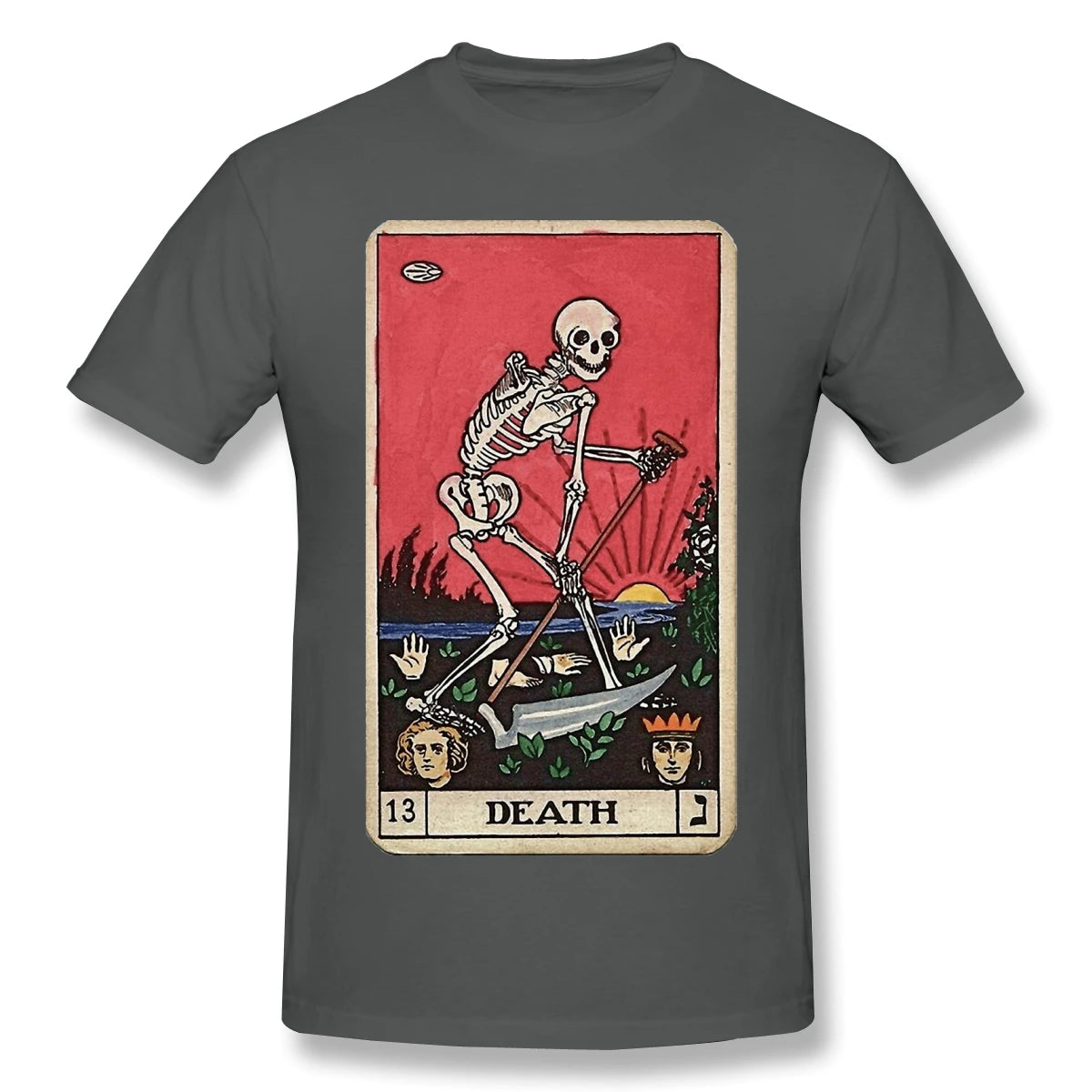 Death Tarot Card Gothic T-Shirts for Men Funny Crewneck Cotton T Shirt - Lizard Vigilante
