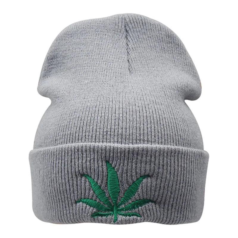 New Men Women Winter Weed Leaf Beanie Hats Warm Hip Hop Punk Knitting Winter Hat For Women Autumn Woolen Cap Skullies Black Hat - Lizard Vigilante