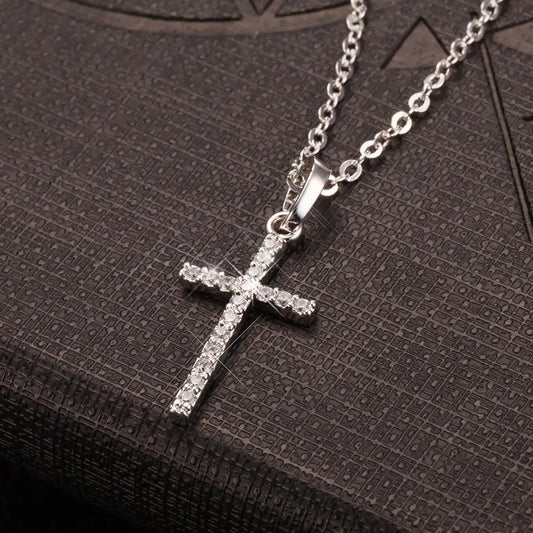 Golden & Silver Crystal Jesus Cross Pendant Necklace – Fashion Jewelry for Men & Women, Trendy Faith-Inspired Statement Piece - Premium Jewelry from Lizard Vigilante - Just $48.88! Shop now at Lizard Vigilante