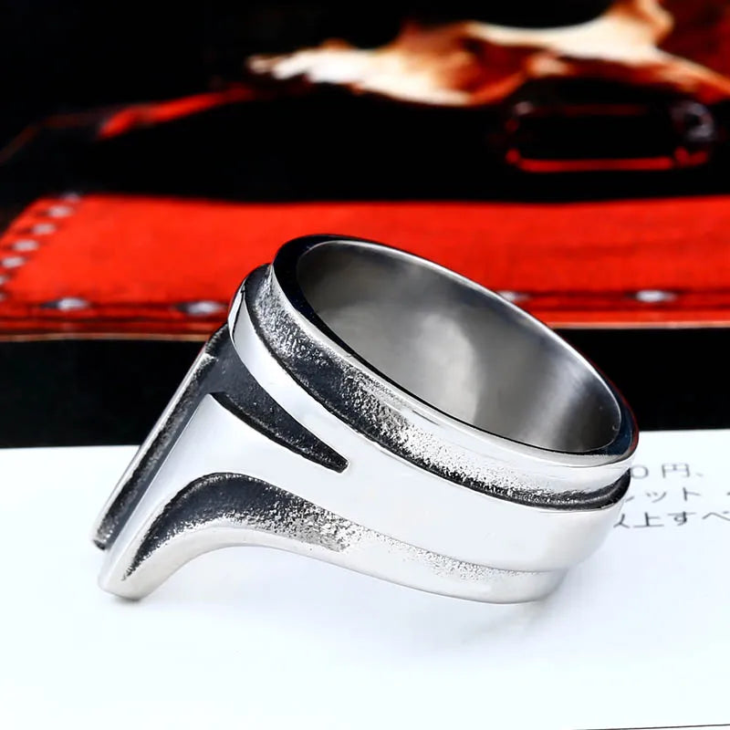 Beier 316L Stainless Steel Punk Rock Men's Ring | High-Quality Geometric Wedding Band - Premium rings from Lizard Vigilante - Just $19.99! Shop now at Lizard Vigilante