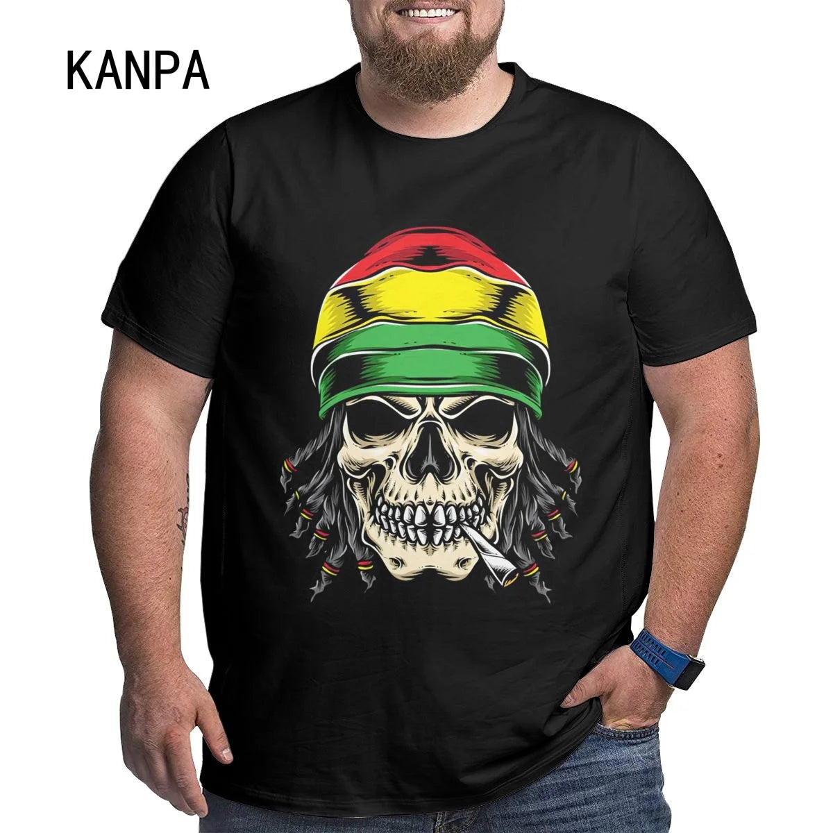 Skull Printed T Shirt For Men Casual Rasta Mon Oversized Blunt Joint Doobie Toker Short Sleeve Clothes Streetwear Hip Hop 3D Printing Top Tees - Lizard Vigilante