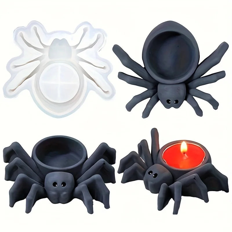 Spider Silicone Mold, Gypsum Scented Candle, Candlestick Ornament, Halloween Series Home Decoration, Epoxy Resin Handicraft