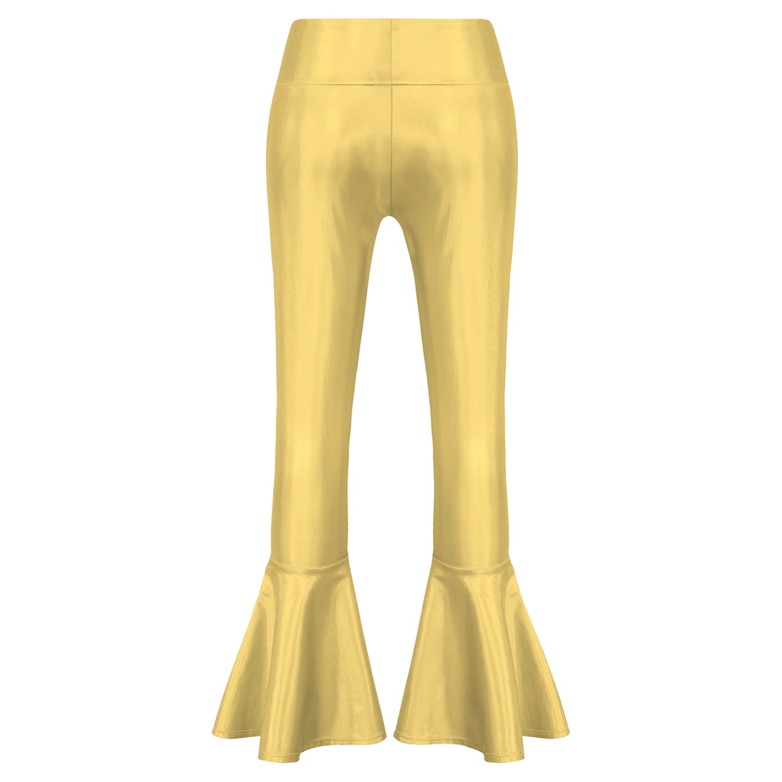 Metallic Flared Long Pants Kids Girls Shiny High Waist Ruffle Bell-bottom Pants Modern Jazz Disco Stage Performance Trousers - Premium pants from Lizard Vigilante - Just $24.99! Shop now at Lizard Vigilante