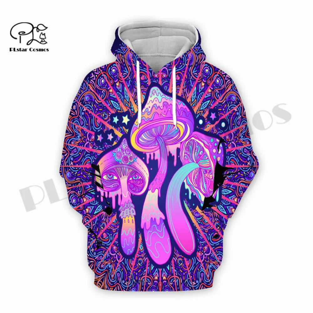 Psychedelic Paradise: 3D Print Mushroom Hoodie - Premium Hoodie from Lizard Vigilante - Just $49.99! Shop now at Lizard Vigilante