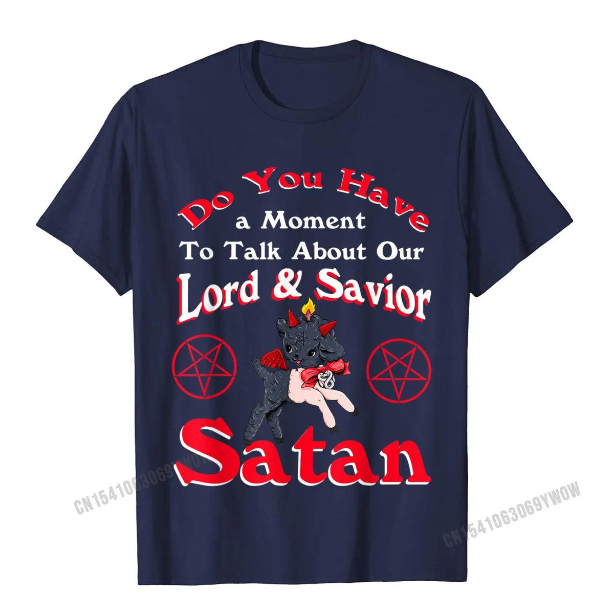 Satan Pentagram Funny Satanic Cute Baphomet Goat Occult T-Shirt Camisas Men Top T-Shirts For Men Tops Shirts Fashion Summer - Lizard Vigilante