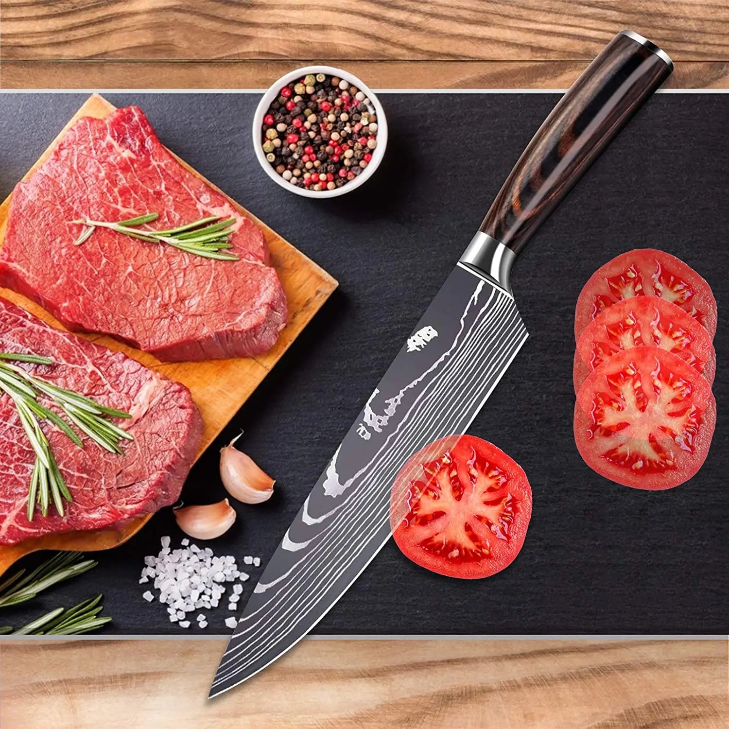 Professional Chef Knife Set – Japanese-Inspired High Carbon Stainless Steel Blades, Santoku & Gyuto Knives for Precision Cutting - Premium knife set from Lizard Vigilante - Just $19.99! Shop now at Lizard Vigilante